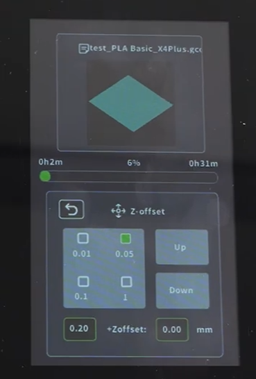 na het klikken op z-axis offset zou je dit beeld moeten krijgen
